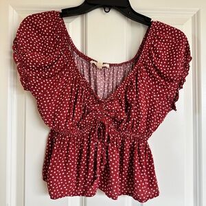 PacSun Brand La Hearts Dark Red Floral Cropped Flowy Top Size X-Small